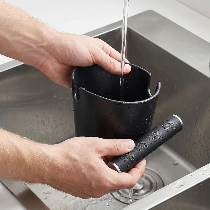Coffee Knock Box, Espresso Knock Box, Coffee Bin, Espresso Dump Bin, 4.8 Inch Shock-Absorbent Durable Barista Style Espresso Knock Box with Removable Metal Knock Bar and Non-Slip Base(Round) | Ailelan Coffee Knock Box, Espresso Knock Box, Coffee Bin, E...