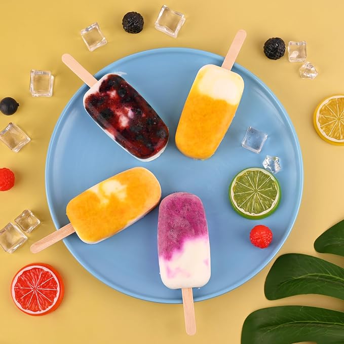WMKGG Popsicle Silicone Molds Set, 2 PCS Ice Cream Molds with 50 Wooden Sticks for Cake Pop, Ice Pop, Cakesicles (Standard Size/Colorful dots)