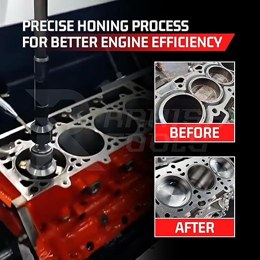 Engine Cylinder Hone Kit 45mm to 65mm Adjustable Handheld Honing Machine Tool Kit with 16 Stones Sizes 3" x5/16 x5/16 - Works for Mid-Size to Larger Car Engines