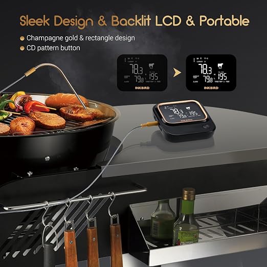INKBIRD 5GHz/2.4GHz WiFi & Bluetooth 5.1 Meat Thermometer, 6 Probes WiFi Meat Thermometer for Smoking Grilling Wireless Meat Probe for BBQ Oven
