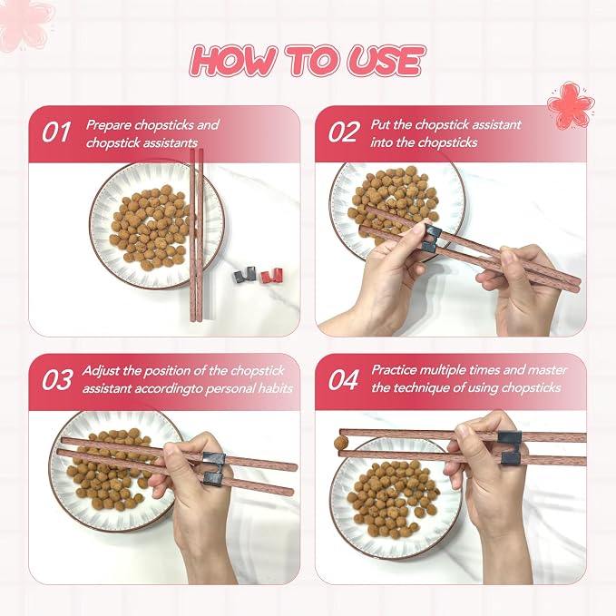 EAEDMY 7 Pairs Training Kid Adult Chopsticks and Trainers for Beginners, Japanese Wooden Beginners Training Chopsticks Helpers Set, Reusable, Dishwasher Safe, L8.86Inch (4.Wenge)
