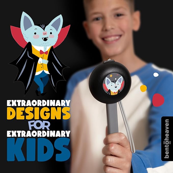 Bentoheaven Kids Travel Utensils with Case, Food-Grade Stainless Steel & BPA-Free Plastic, Travel Kid Cutlery Set, Dishwasher Safe Fork, Spoon & Case, Reusable Flatware, Silverware for Kids (Vampire)