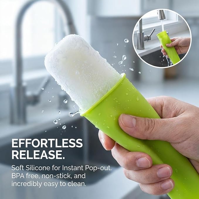 RAINFLOW 8 PCS Silicone Popsicle Molds - Reusable Popsicle Maker with Lids,Leak Proof Pop Tubes,Food Grade Silicone Freezer Molds for Homemade Ice Pops,Yogurt Tubes,Family Snacks