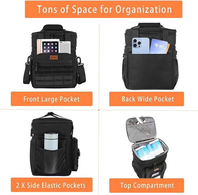 Expandable Lunch Box Cooler Bag - Insulated Soft Lunch Bag for Men Daily - Large Lunchbox for Adults Work Camping Outdoor Travel Tactical 16L