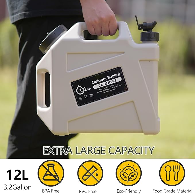 COOZMENT 3.2 Gallon/5 Gallon Water Containers with Spigot, BPA Free Water Jug, Military Green Water Tank, Multifunction Water Storage Containers for Camping Outdoor Hiking,Emergency Storage