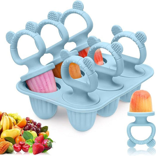 Silicone Baby Popsicle Molds with Sticks, Mini Popsicles Molds for Babies | Breastmilk Popsicle Molds for Teething Relief, Frozen Treats Maker Popsicle Maker Ice Pop Mold for Toddlers Kids(Blue)