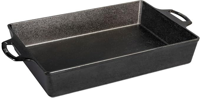 Lodge Seasoned Cast Iron Casserole Pan - 9 Inches x 13 inches - Heavy-Duty, Durable Seasoned Baking Dish - Classic Cast Iron Casserole Dish for Everyday Cooking