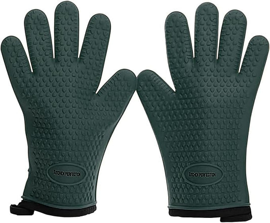 Kitchen perfection Silicone Smoker BBQ Gloves - Heat Resistant Oven Mitts | Waterproof, 5-Finger Design For A Better Grip, for Pitmasters, Meat Smoking, Grilling, Cooking, Frying Turkey | Grill Gift