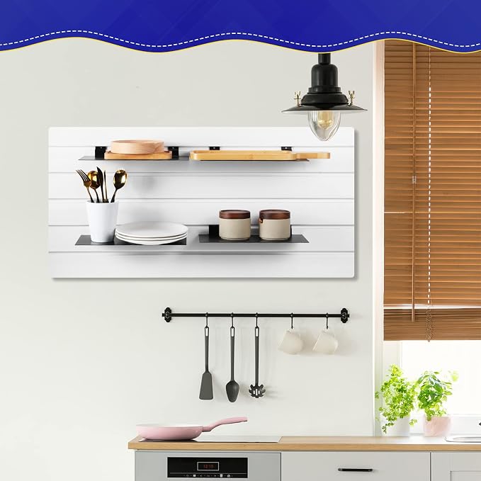 LEIFIDE 10 Pcs Metal Slatwall Shelves, 12 x 6 Inch Hanging Flat Slat Wall Shelf Accessories for Slatgrid Panel, Heavy Duty Slatwall Organizer for Retail Display Vendor Shoes Shop Garage Supplies