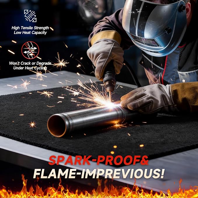 Carbon Felt Welding Blanket 4x6ft, 1800°F Fireproof Heat Resistant Fabric, Fire Blanket & Heat Shield Mat for Grilling, Soldering, Brazing