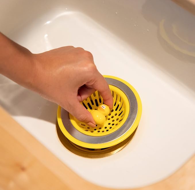 Joie Quack Kitchen Sink Strainer Basket Garbage Disposal Drain Cover, Duck | Fits All Standard Sinks, Keeps Unwanted Food Particles Out Kitchen Sink Drain, Measures 4.5” x 4.5”