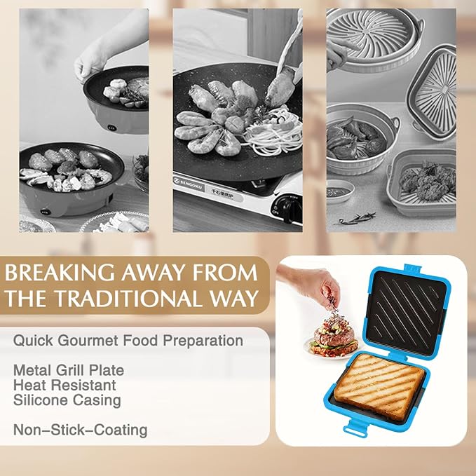 Sandwich Press Nonstick No Power Required Quesadilla Snacks Bread Cooker | Kitchen Bread Press Sandwich Maker Heat-Resistant Portable Breakfast Quesadilla Pie Bread for Home Apartment Dorm Party T