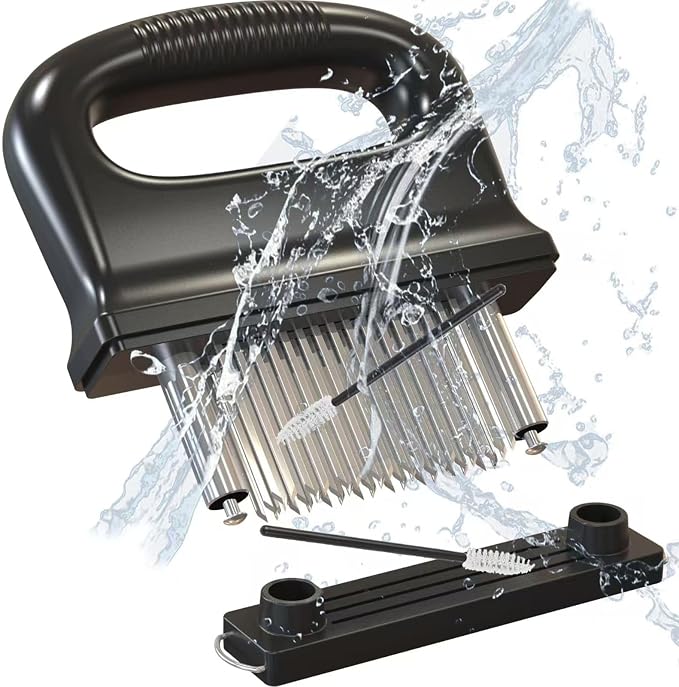 Meat Tenderizer, with 48 Stainless Steel Ultra Sharp Needle Blades | Hand Held Meat Tenderizer Needle, Kitchen Cooking Tool Best Makes Steak & Chicken Tender - No More Hammer, Meat Pounder