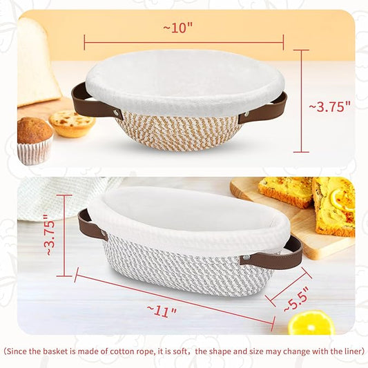 38 Pcs Sourdough Starter Kit, Cotton Rope Banneton Bread Proofing Basket with Sourdough Starter Jars,10 Inch Round & Oval Proofing Basket with Liners & Covers for Artisan Bread Baking