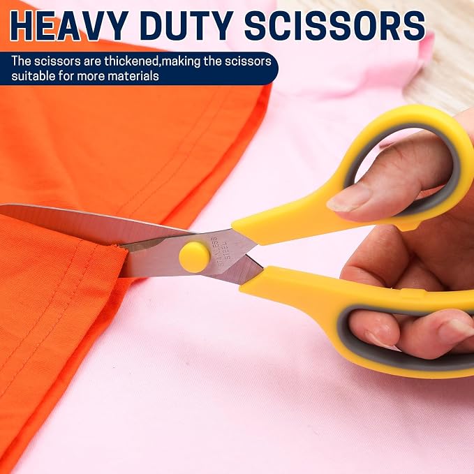 BURVAGY 20 Pack 8" Scissors All Purpose, Heavy Duty Scissors for Office | Scissors Bulk Multipurpose Comfort-Grip Sharp Adult Office Scissors Set Sewing Fabric Stainless Steel Blades, Right/Left Hand