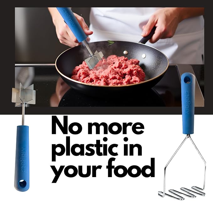 2pc Gift Set | Large Stainless Steel Meat Chopper & Potato Masher | DW Safe