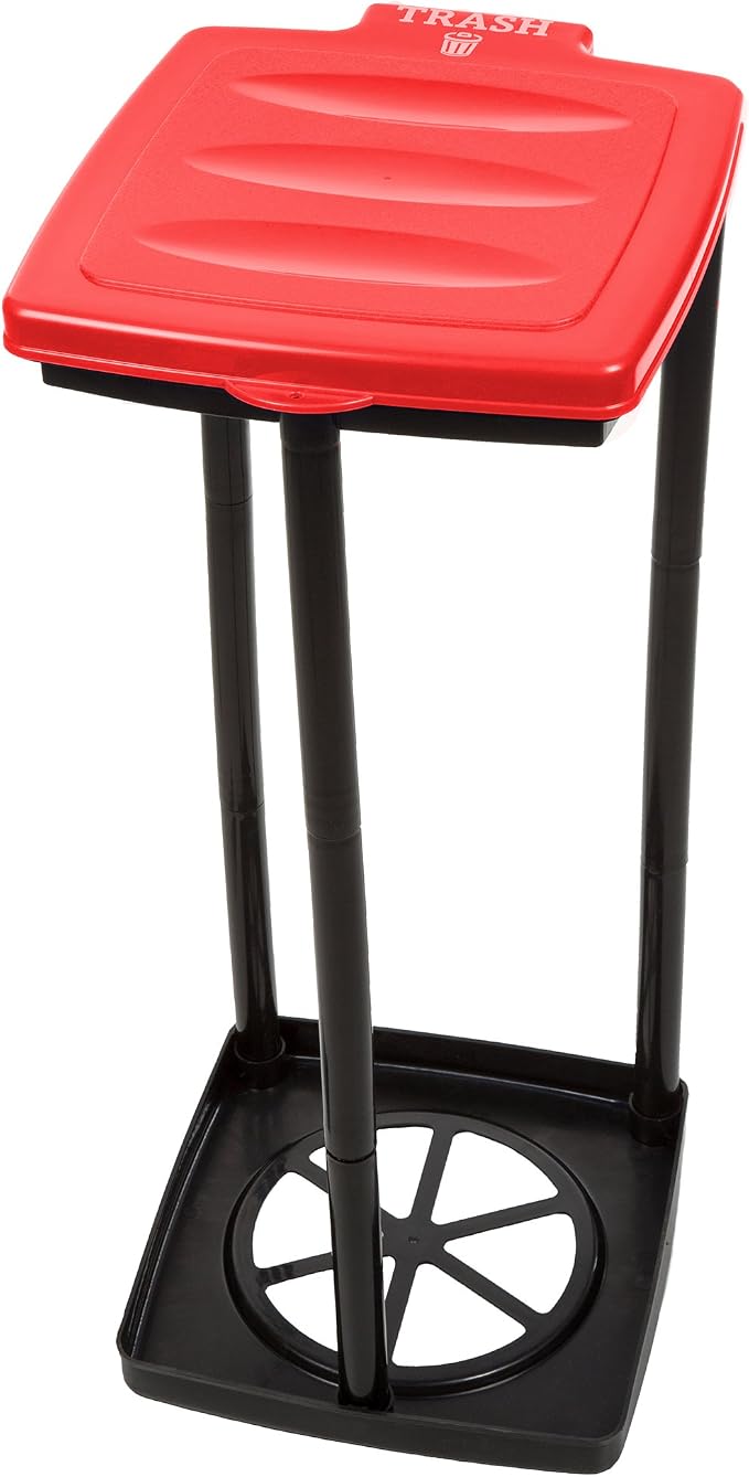 Portable Trash Bag Holder – Collapsible 13-Gallon Garbage Bin for Indoor/Outdoor Use, Camping, Recycling, and Parties – Durable Plastic Trash Can by Wakeman Outdoors (Red)