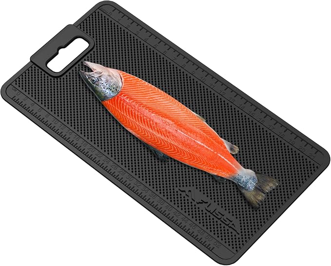 FLISSA 24"*13" Fish Fillet Mat with Measuring Scale, Fish Cleaning Mat | Nonslip & Durable & Portable, Large Fish Mat for Fish Cleaning and Cutting