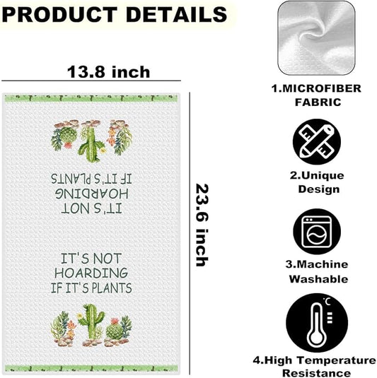 2PCS Gardening Gifts for Plant Lovers Kitchen Towel, Plant Gifts for Women Lady Mom Gardener Teacher, Kitchen Hand Towels, Funny Best Friend Birthday Gift, Waffle Weave Dish Tea Towels