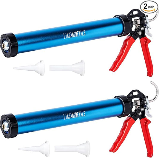 Three bearing energy-saving blue aluminum tube universal sausage glue gun, reusable to prevent dripping, 12:1 thrust, uniform thrust (two pieces)
