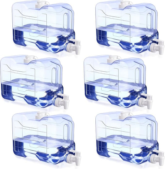 Funnymoom 6 Pcs Drink Water Dispenser for Fridge 2 Gallon Beverage Dispenser with Spigot Plastic Reusable Refrigerator Water Dispensers Waters Jug Container for Party Outdoors Camping Hiking Home