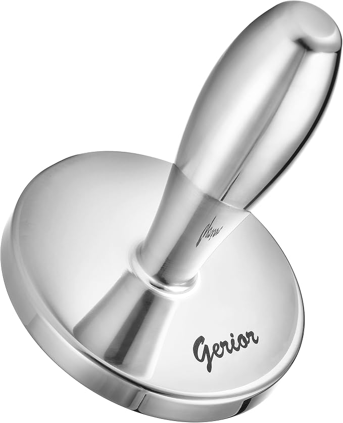Meat Pounder Tenderizer - Solid Cast Stainless Steel Round Chicken Flattener Tool - Works Great As A Smash Burger Press - Dishwasher Safe