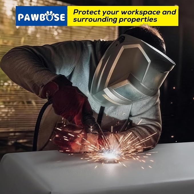 PAWBOSE 8x12ft Welding Blanket, Silicone Coated Fiberglass Fire Blanket for Welding & Cutting - Heavy Duty Fireproof Protection with Storage/Carry Bag for Indoor & Outdoor Use