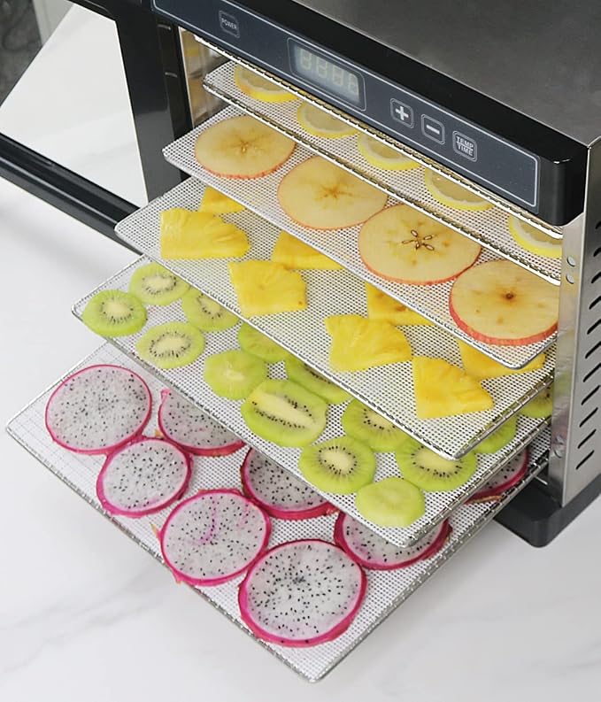 BPA-Free Silicone Dehydrator Tray Liners for Cercker&Fendia, 9.8"x9.8" 8-Pk | Non-stick Dehydrator Tray Liners Help Stop Dried Food From Sticking, Lift Food Intact, and Cut Cleanup Time - Dishwasher Safe