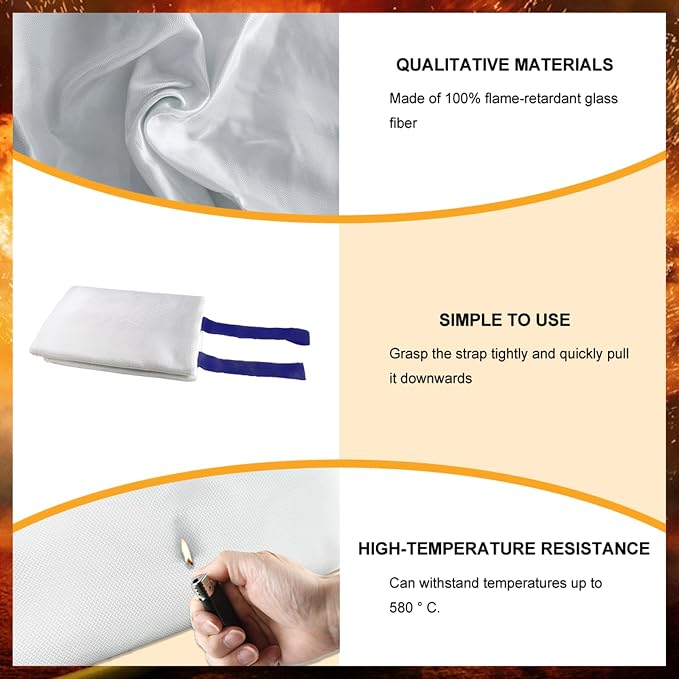 Emergency Fire Blanket-4 Pack for Home and Kitchen - 40"x40" Fiberglass Fire Blankets for Emergency Survival Safety (1m-4pack)