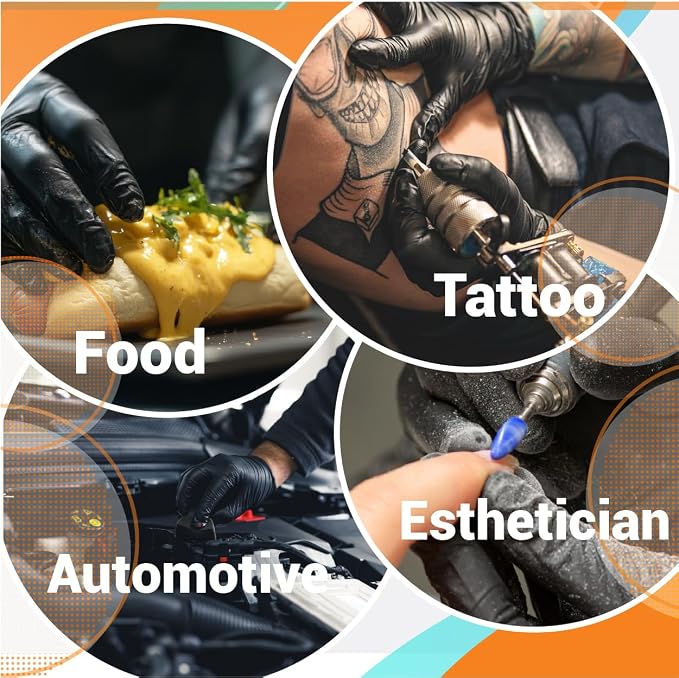ASAP Nitrile Gloves Disposable Latex Free - 4 Mil Powder Free, Food Safe, Kitchen & Medical - Cleaning & Tattoo Supplies