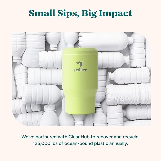 Reduce 4-in-1 Drink Cooler - Versatile Can & Bottle Holder with Vacuum Insulation - Keeps Drinks Cold Up to 4 Hours - Includes Bottle Opener - Fits Cupholders & Dishwasher Safe - 14oz - Lemon Luau
