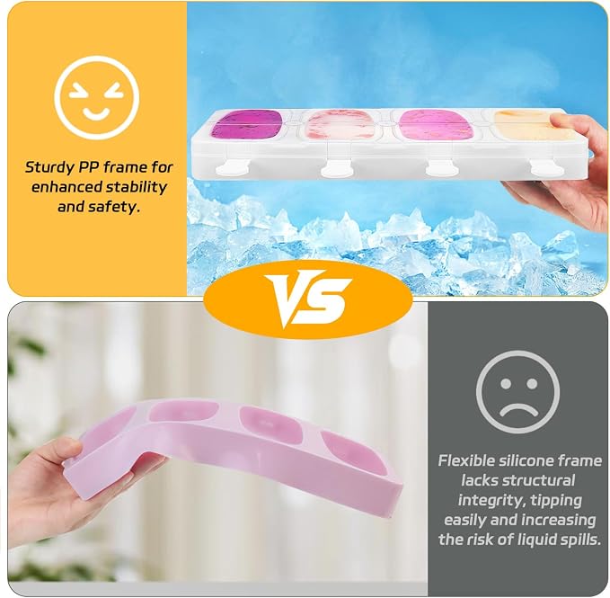 Stackable Popsicles Molds, BPA-Free Popsicle Molds with Sticks | 2-Pack Ice Pop Mold for Homemade Fruit, Yogurt, and Smoothie Popsicles