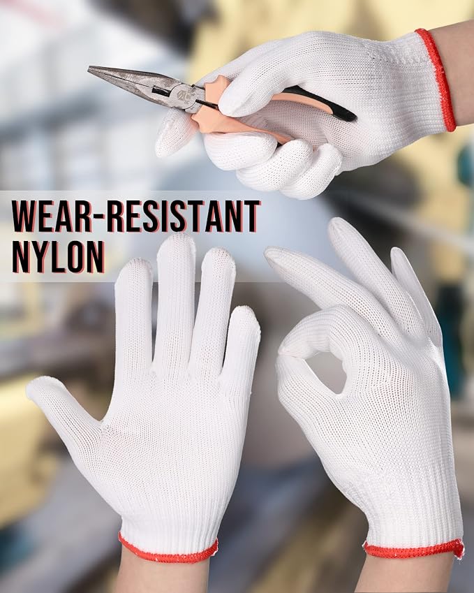 SATINIOR 36 Pairs Work Gloves White Cotton Polyester Liners Safety Work BBQ Gloves Liners Men Women Hand Protection