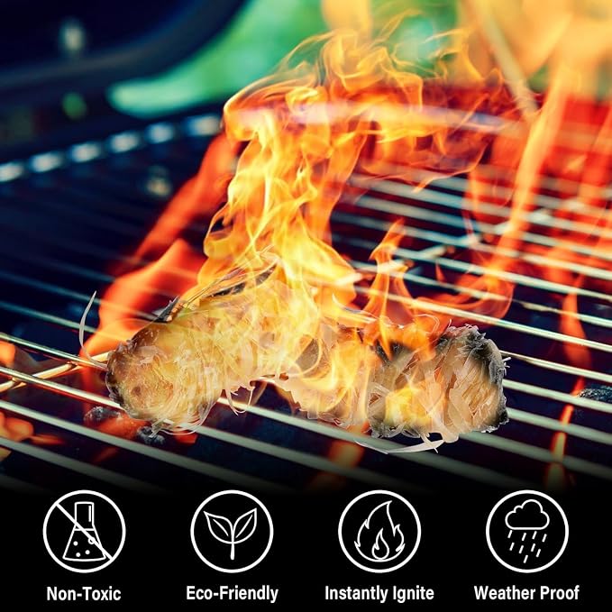 HGD Larger 32pcs Fire Starter, Natural Fire Starters for BBQ, Campfire, Fireplace, Charcoal, Wood Stove, Chimney, Fire Pit, Grill, Smoker, Indoor Outdoor Use