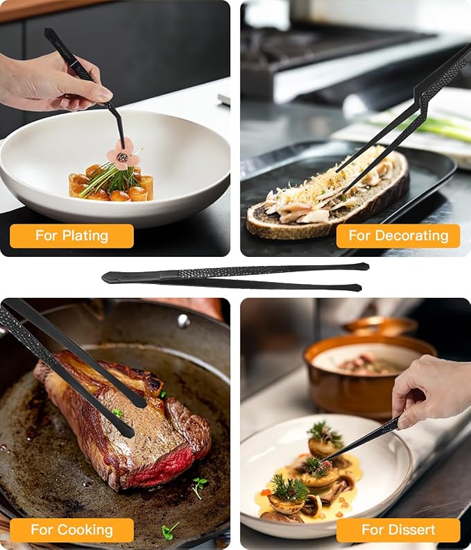Cooking Tweezers, Chef's Tweezers Tongs, Universal for all kinds of cooking, steak, plating, pasta and many other scenarios (1PC Set)