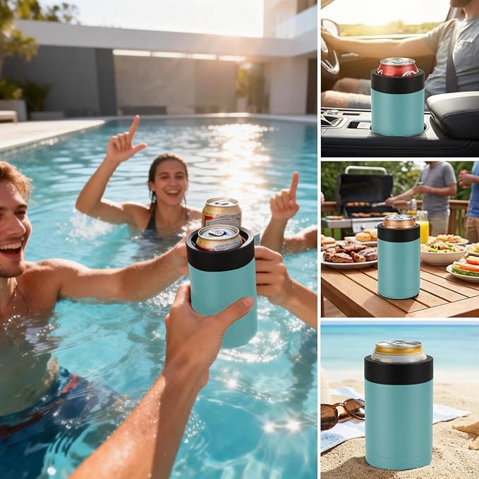 Can Cooler 12 OZ Beer Holder, Stainless Steel Beverage Can Insulator | Standard Size Cans Holder with Vacuum Insulated, Metal Koozie for Cans, Mint Green