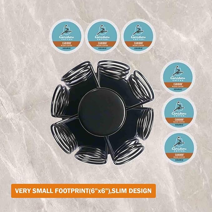 K Cup Holder-Coffee Pod Holder Organizer for 40 K-Cup Pods with 360° Smooth Rotation and Heavy-Duty Base, Space-Saving Storage for Coffee Stations & Kitchen Countertops, No Assembly Required, Black