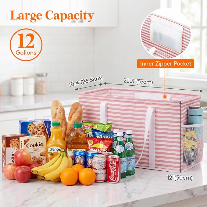 Lifewit Extra Large Tote Bag, Reusable Grocery Bags with Metal Wire Frame and Handles