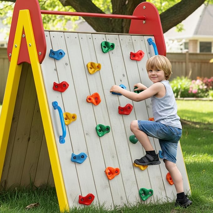 TOPNEW 20PCS Rock Climbing Holds with 2 Safety Handles, Non-Slip Kids Climbing Grips, Indoor Outdoor Climbing Wall Kit with Complete Mounting Hardware, Ideal Gift for Playground & Home