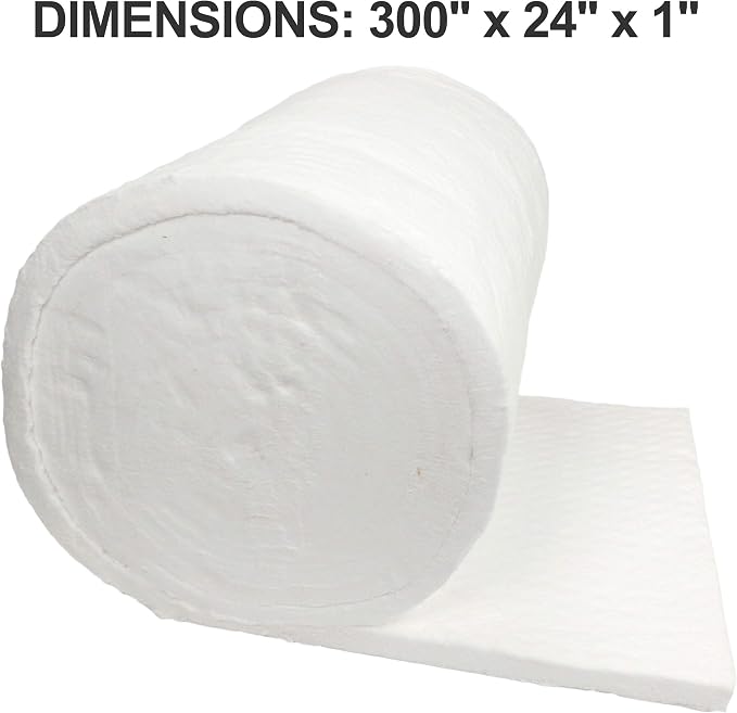 Lynn Manufacturing 1" Thick, CeraBlanket Insulation, Morgan Thermal Ceramics, 2400F Rated, 8 Lb. Density, 24" Wide, 25 Ft. Long, 8CB12