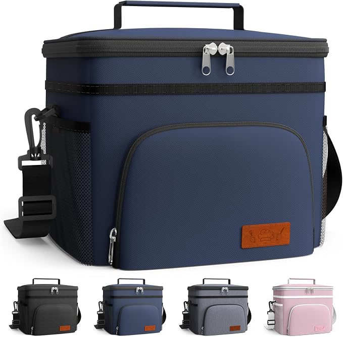 HOTOR Insulated Lunch Box Men Women Leak-Proof Cooler Lunch Bag 15L | 4 Pockets, Adjustable Strap, Ideal for Work, Picnic, Travel, Camping, Gift