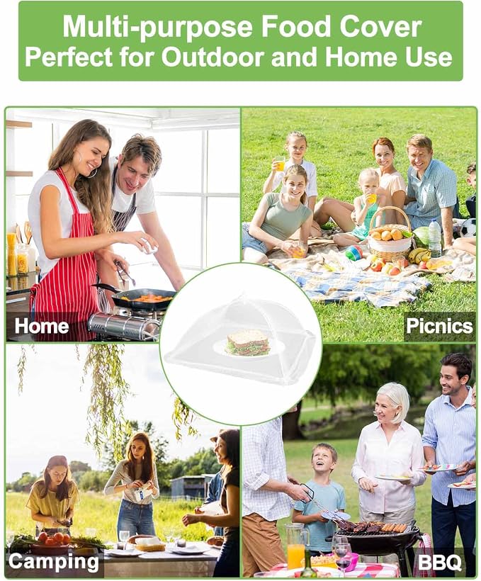 Food Cover Mesh Food Tent, 17"x17", Nylon Covers, Pop-Up Umbrella Screen Tents, Collapsible and Reusable Patio Bug Net for BBQ, Picnics, Parties, Camping, Outdoor - 6 Colors