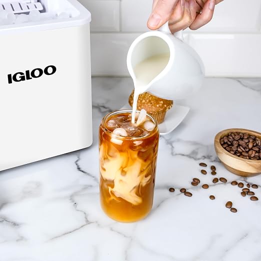 Igloo Automatic Self-Cleaning Portable Electric Countertop Ice Maker Machine With Handle, 26 Pounds in 24 Hours, 9 Ice Cubes Ready in 7 minutes, With Ice Scoop and Basket, White