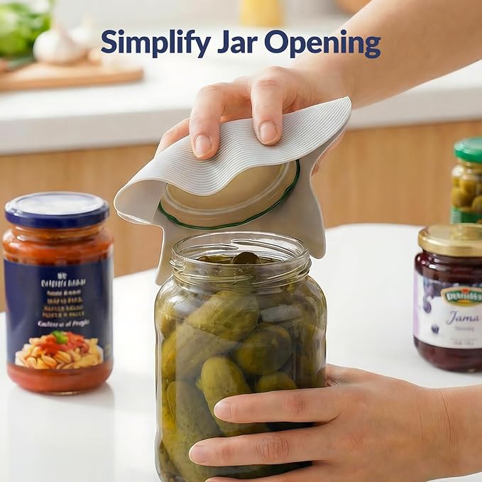 NIHOME Silicone Jar Opener – 6 Inch Large Anti-Slip Grip Pads, Premium 100% Food-Grade Silicone, Stylish Designer Colors, Multi-Purpose Heat-Resistant Mat & Coaster, Set of 4 (Neutral Colors, Square)