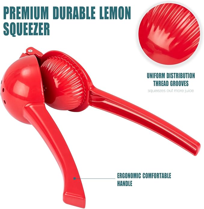Y-ME Manual Juicer Citrus Lemon Squeezer, Fruit Juicer Lime Press Metal, Professional Hand Juicer Kitchen Tool(Red）