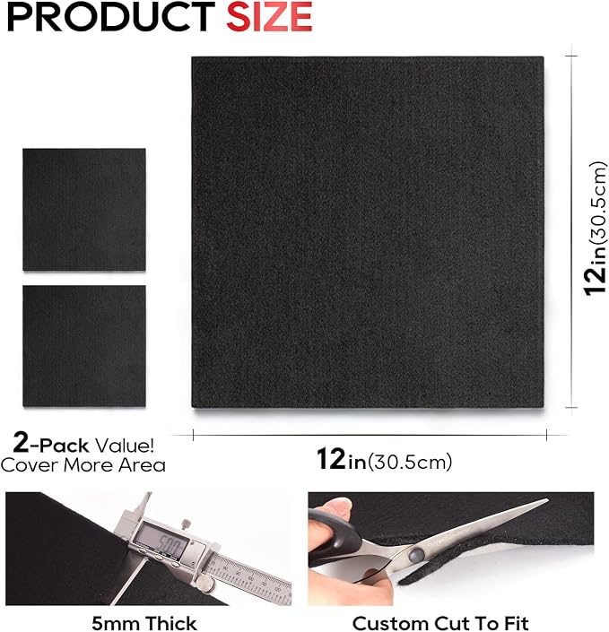 TOPDC 2 Pack Welding Blanket 12x12 Inch, High Temp Resistant Carbon Felt Pad, 5mm Thick Heat Shield Fabric Withstands 2200℉, UL94&MSDS Certified, Flexible&Cuttable for Welding Soldering Grill Firepit