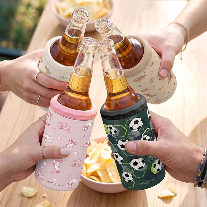 Soccer Can Cooler 12oz - Stainless Steel Insulated for Men Brother Buddy Players - Travel Mug Cups - Tumbler Cans Koozie, Sport Gift for Birthday, Christmas