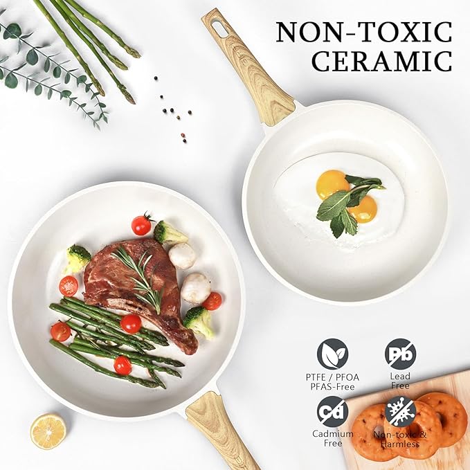GiPP Ceramic Nonstick Frying Pan - 12 Inch Healthy Non-Toxic Non Stick Skillet Omelette Pans, Induction Compatible Chef Pan, PFAS & PFOA-Free, Dishwasher Safe, Stay Cool Handles
