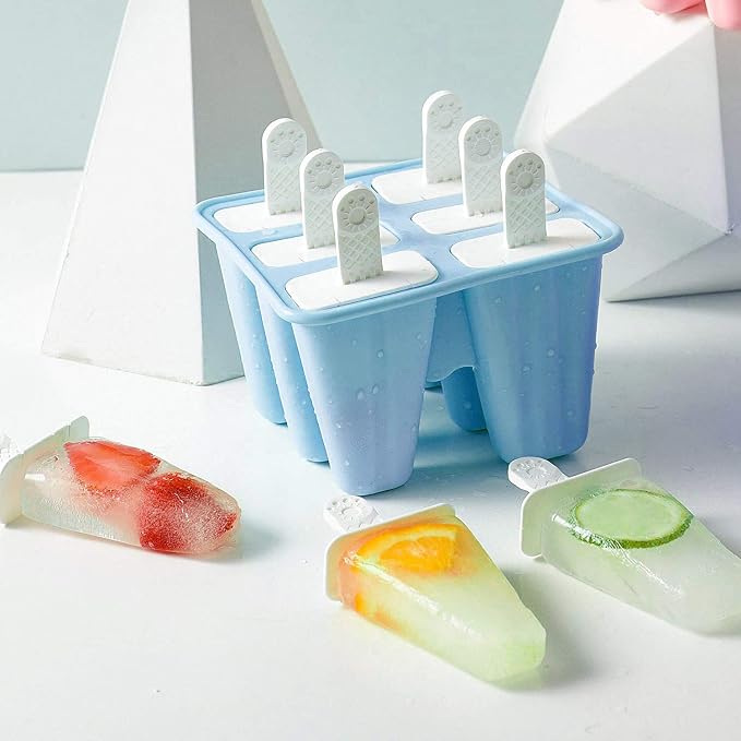 Popsicle Mould，Popsicle Maker Popsicle Molds 6 Pieces Silicone Ice Pop Molds BPA Free Popsicle Mold Reusable Easy Release Ice Pop Make (Blue)