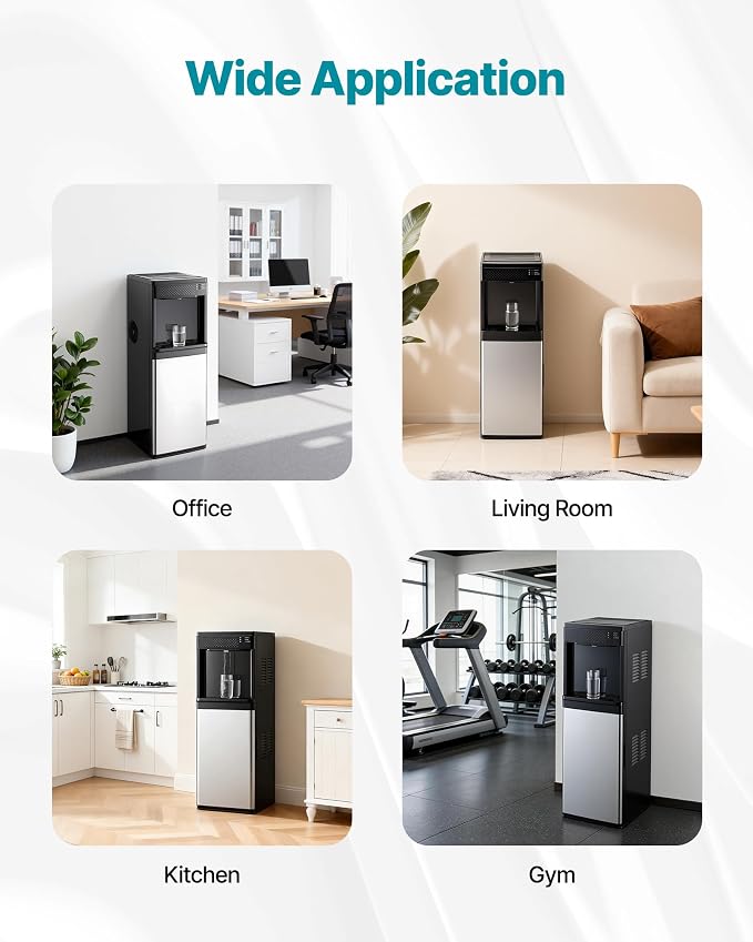 VEVOR Water Dispenser with Ice Maker, 3-in-1 Floor-Standing Water Dispenser, 33 LBS/24H, 9 Cubes/7 Min Fast Ice Making with 1.3 LBS Storage, Bullet Ice-Cubes & Cold-Water, for Home, Kitchen, Party